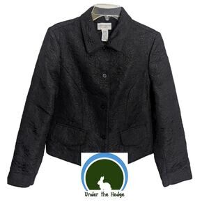 Vtg Jaclyn Smith Classic Black Quilted Button Up Jacket Size XL Lined SH6 Goth